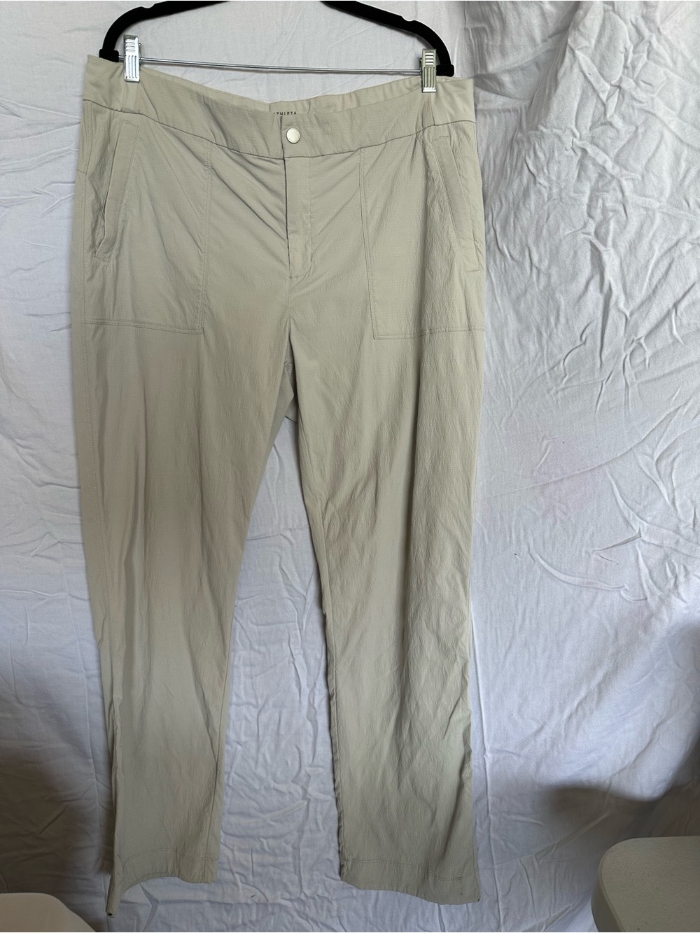 Athleta Cream Straight-Leg Mid-Rise Pants